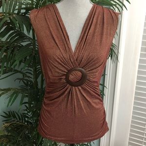 One West Tank Top Wooden Ruched Copper Sparkle